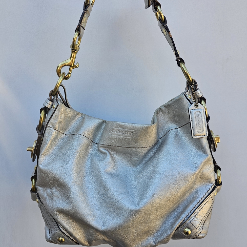 Coach Shimmering Silver Shoulder Bag